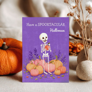 Skelet met pompoenen Spooktacular Halloween Briefkaart