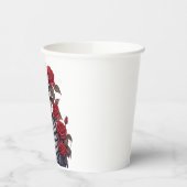 Skelet met rode rozen papieren bekers (Links)