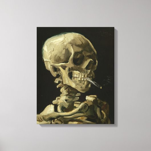 Skelet met sigaret van Van Gogh Canvas Afdruk (Voorkant)