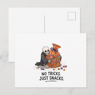 Skelet met Zak Snoep Grappige Halloween Illustrati Briefkaart