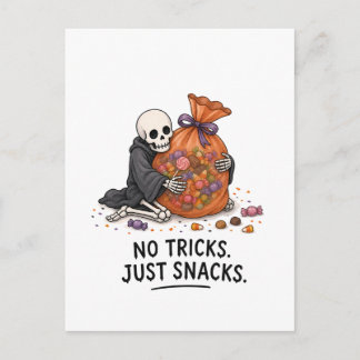 Skelet met Zak Vol Snoep Grappige Halloween Illust Briefkaart