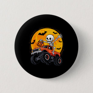 Skelet Monster Truck Maan Pompoen Halloween Jongen Ronde Button 5,7 Cm