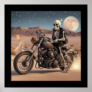 Skelet Motorcycle Poster