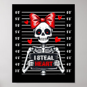 Skelet Mugshot Ik steel harten Skelet Valentijn Poster