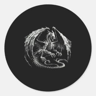 Skelet Mythische Draak Ademend Vuur Fantasy Ha Ronde Sticker