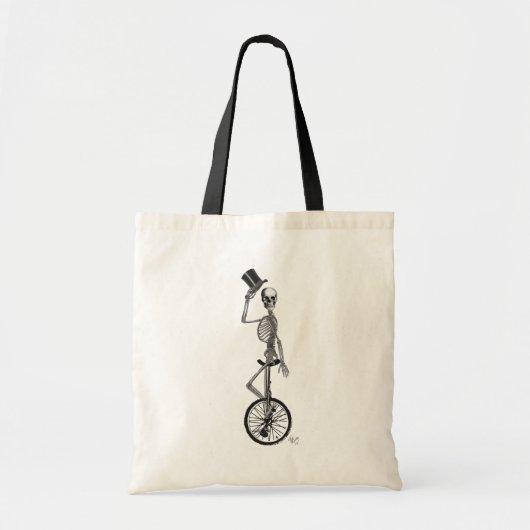 Skelet op de Unicycle Tote Bag (Voorkant)