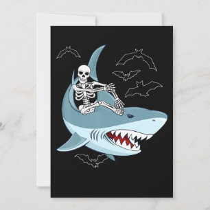Skelet op een haai rijdt Funny Halloween Jongens M Kaart