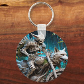 Skelet op een helikopter gemonteerd met een wolf h sleutelhanger (Achterkant)