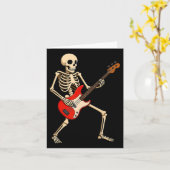 Skelet op een Schommelstoel voor Halloween Muziek Kaart (Gele Bloem)