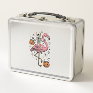 Skelet op Flamingo Halloween Snoep Shirt_1