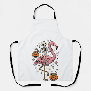 Skelet op Flamingo Halloween Snoep Shirt_1 Schort
