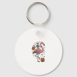 Skelet op Flamingo Halloween Snoep Shirt_1 Sleutelhanger