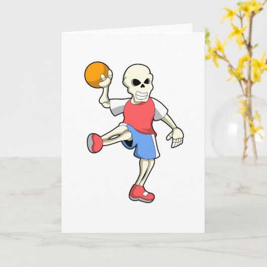 Skelet op Handbalspeler met handbal Kaart (Gele Bloem)