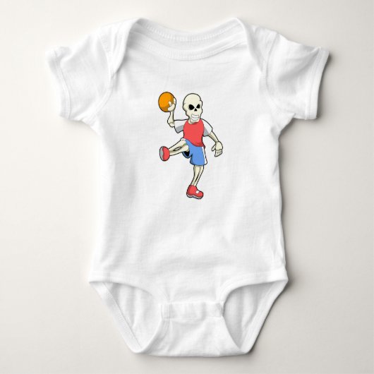 Skelet op Handbalspeler met handbal Romper (Voorkant)
