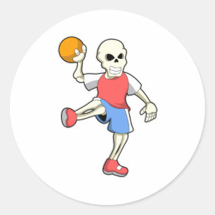 Skelet op Handbalspeler met handbal Ronde Sticker