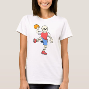 Skelet op Handbalspeler met handbal T-shirt
