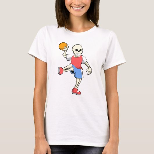 Skelet op Handbalspeler met handbal T-shirt (Voorkant)