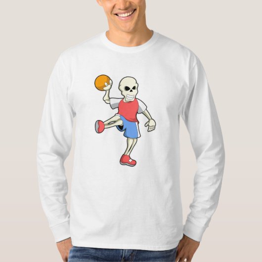 Skelet op Handbalspeler met handbal T-shirt (Voorkant)