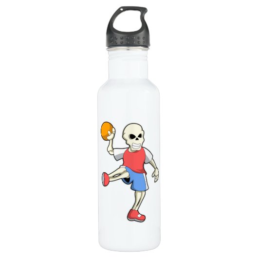 Skelet op Handbalspeler met handbal Waterfles (Voorkant)