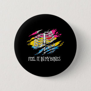 Skelet op Pansexual vlag kleuren achtergrond Ronde Button 5,7 Cm