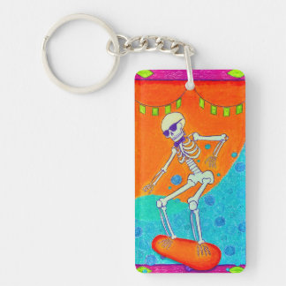 Skelet op skateboard sleutelhanger