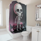 Skelet op Snoep Douchegordijn (In situ)