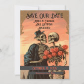 Skelet Paar Gothic Halloween Save The Date (Voorkant)