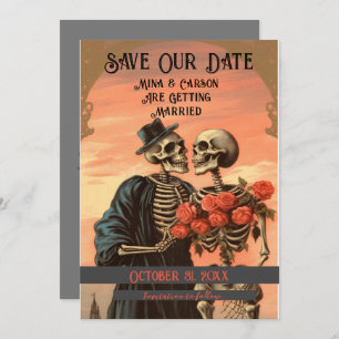 Skelet Paar Gothic Halloween Save The Date