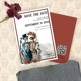 Skelet Paar QR Code Gotische Bruiloft Save The Date