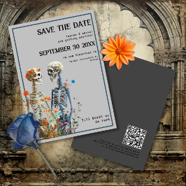 Skelet Paar QR Code Gotische Bruiloft Save The Date