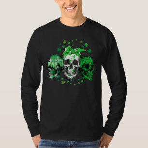 Skelet Patrick's Day Green Day Skull Irish Shamr T-shirt