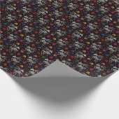 Skelet Pegasus: kleurrijk schedelpatroon. Cadeaupapier (Hoek)