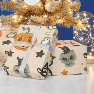 Skelet Pompoen Feest Cadeaupapier