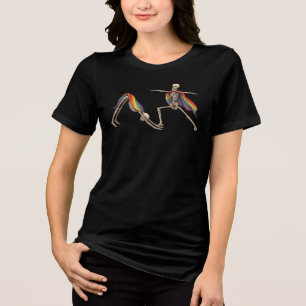 Skelet Pride Yoga Comfort Kleuren T-shirt, Regenbo Tri-Blend Shirt