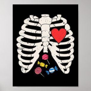Skelet Ribbenkast Candy Hart Grappige Xray Hallowe Poster