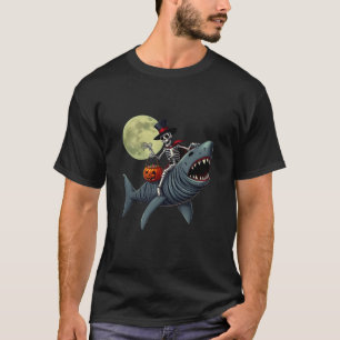 Skelet Riding Mummy Shark Grappige Halloween Pumpk T-shirt