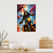 Skelet Rijden door de vuurgrot Poster (Keuken)