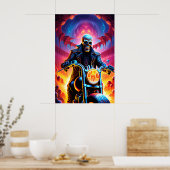 Skelet Rijden door de vuurgrot Poster (Keuken)