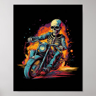 Skelet Rijden Motorfiets Halloween Kostuum Biker Poster