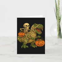 Skelet rijdend op mummie dinosaurus T Rex Hallowee
