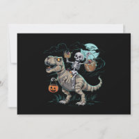 Skelet rijdende dinosaurus T rex Halloween pompoen