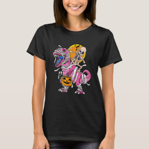 Skelet rijdende mummie Dinosaur rex Halloween pomp T-shirt