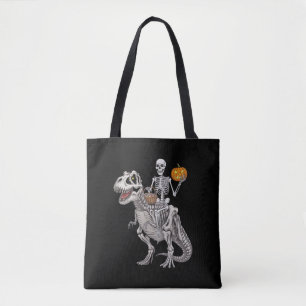 Skelet rijdende mummie dinosaurus T rex Halloween Draagtas