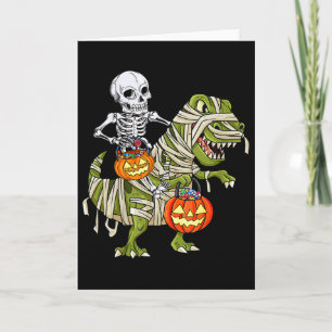Skelet rijdende mummie dinosaurus T Rex Halloween Kaart