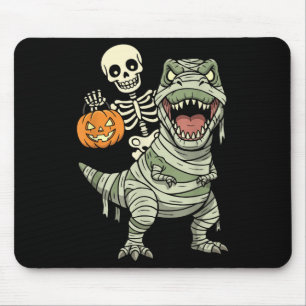 Skelet rijdende mummie dinosaurus T Rex Halloween Muismat