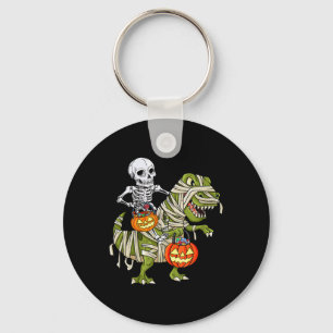 Skelet rijdende mummie dinosaurus T Rex Halloween Sleutelhanger