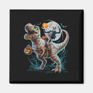 Skelet rijdende mummie pompoen T Rex dinosaurus gr Magneet
