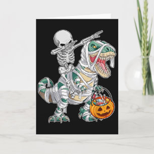 Skelet rijdt dansende Dab dinosaurus Trex Hallowee Kaart
