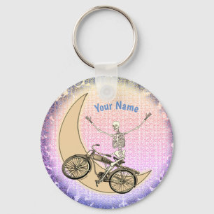 Skelet rijdt op een fiets Sleutelhanger