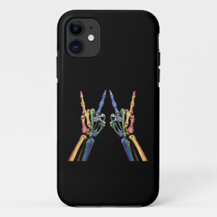 Skelet Rock Hand LGBTQ Cool Rainbow Flag Gay iPhone 11 Hoesje